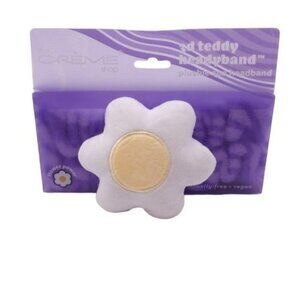 NEW The Crème Shop Teddy Headyband Plushie Spa Headband Flower Power Purple Whit